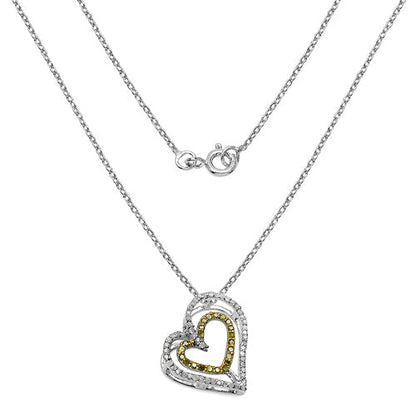 0.51 Carat Genuine White Diamond &amp; Yellow Diamond .925 Sterling Silver Pendant  DestGlow