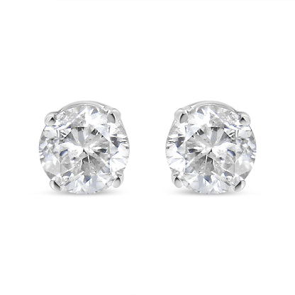 AGS Certified 14K White Gold 1.0 Cttw 4-Prong Set Brilliant Round-Cut Solitaire Diamond Push Back Stud Earrings (E-F Color, SI2-I1 Clarity) by Bids.com
