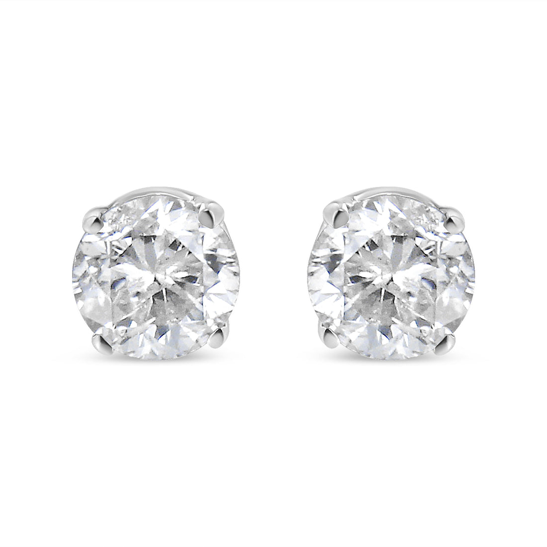 AGS Certified 14K White Gold 1.0 cttw 4-Prong Set Brilliant Round-Cut Solitaire Diamond Push Back Stud Earrings (G-H Color, I1-I2 Clarity) by Bids.com