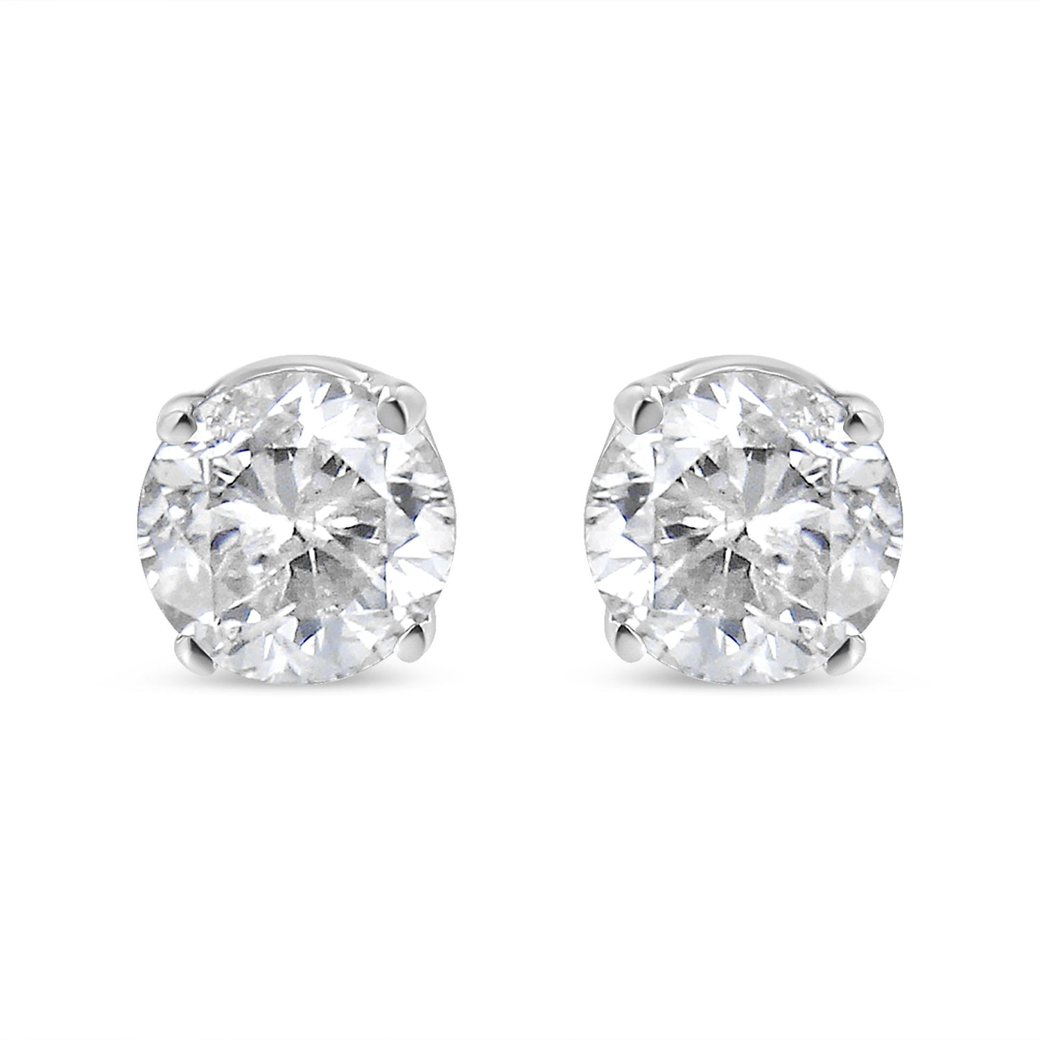 AGS Certified 14K White Gold 1.0 cttw 4-Prong Set Brilliant Round-Cut Solitaire Diamond Push Back Stud Earrings (G-H Color, I1-I2 Clarity) by Bids.com