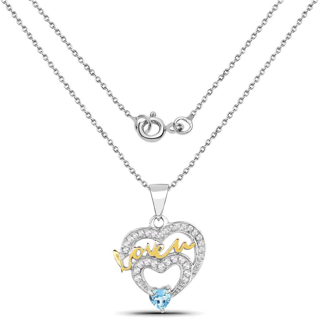 0.44 Carat Genuine Swiss Blue Topaz and White Topaz .925 Sterling Silver Pendant by Bids.com