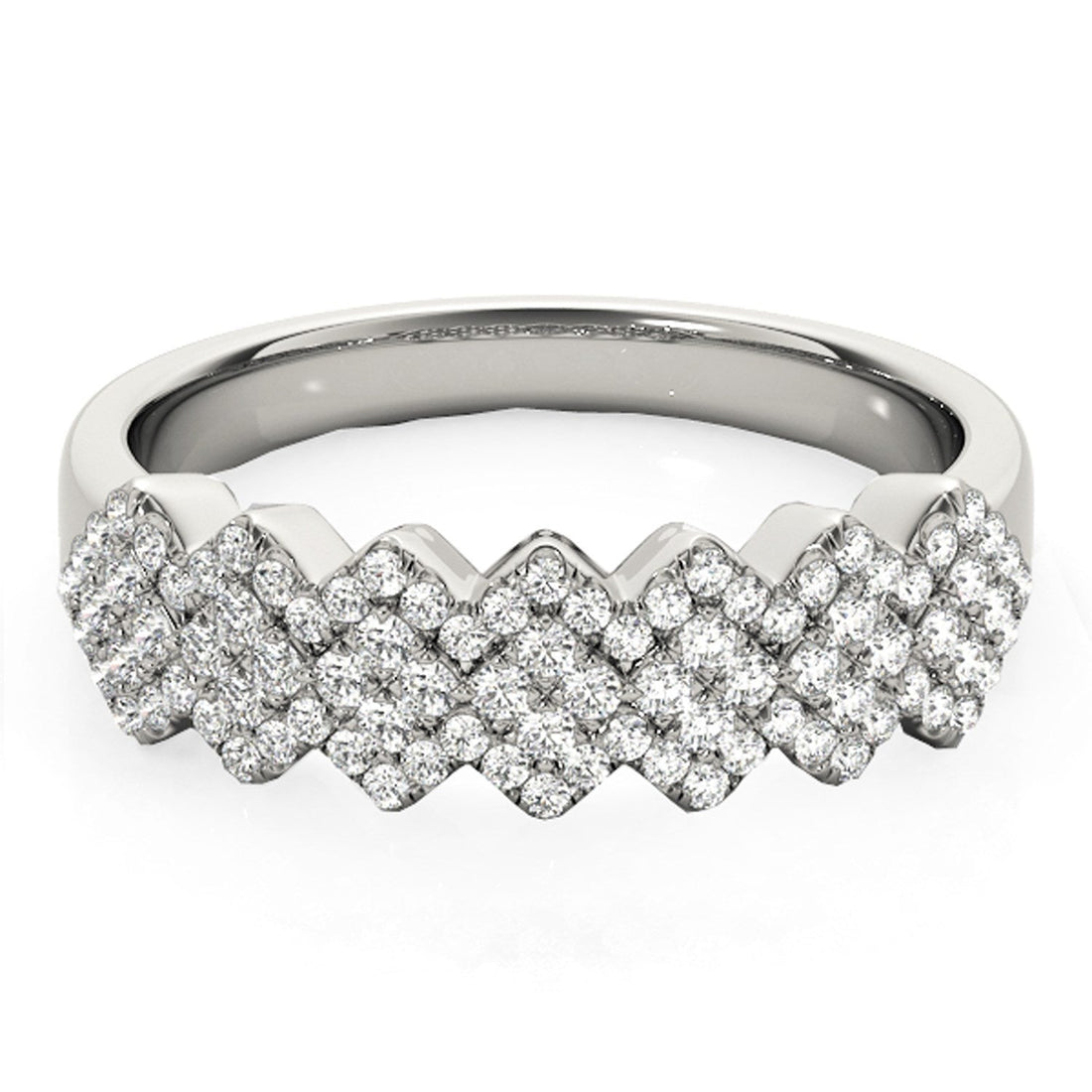 Diamond Studded Wide Multi-Diagonal Pattern Ring in 14k White Gold (5/8 cttw) by Bids.com