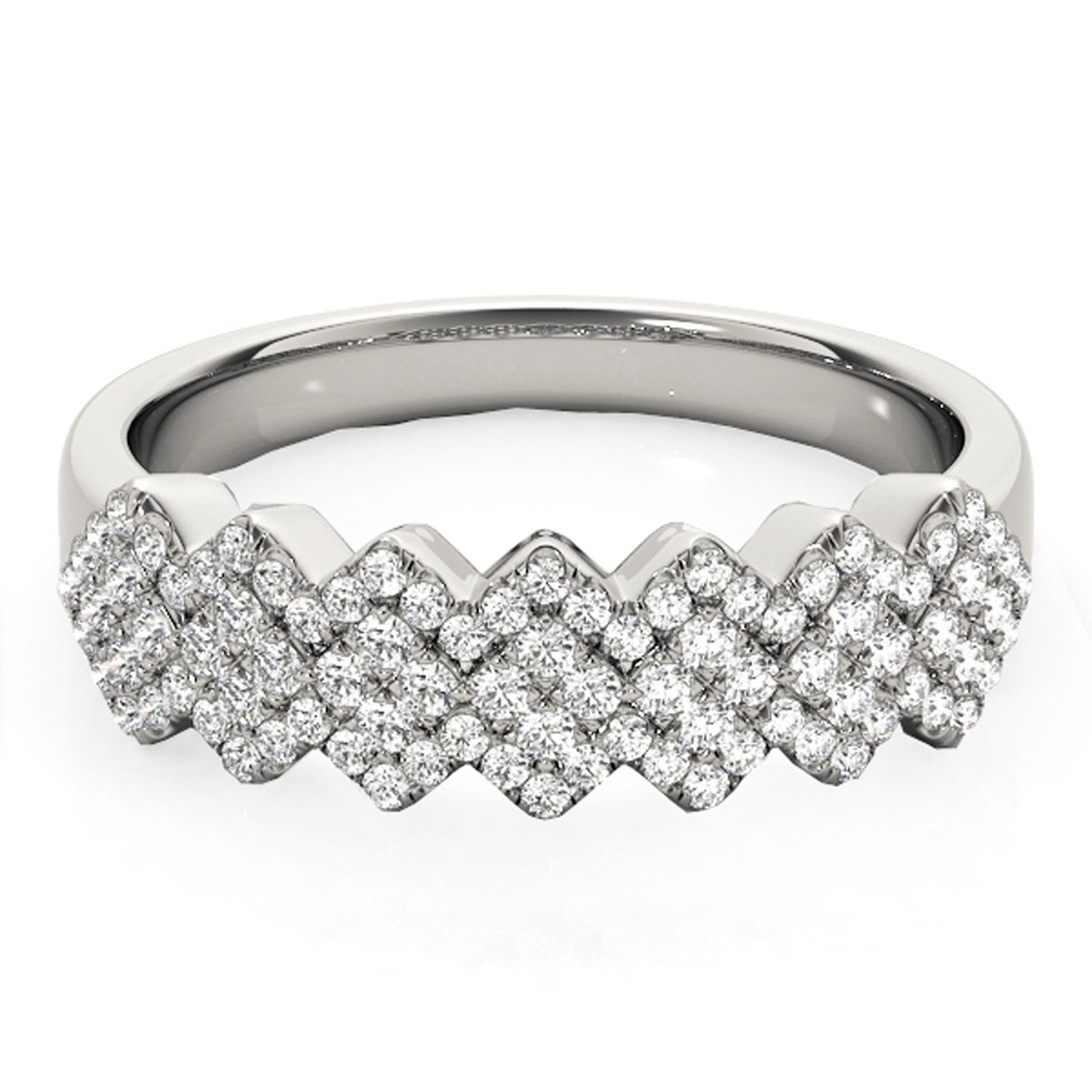 Diamond Studded Wide Multi-Diagonal Pattern Ring in 14k White Gold (5/8 cttw) by Bids.com
