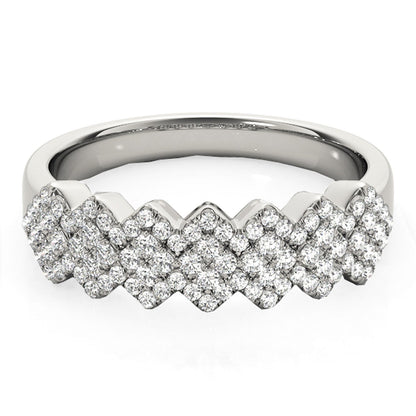 Diamond Studded Wide Multi-Diagonal Pattern Ring in 14k White Gold (5/8 cttw) by Bids.com