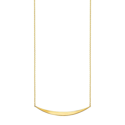 14k Yellow Gold Necklace with Polished Curved Bar Pendant by Bids.com
