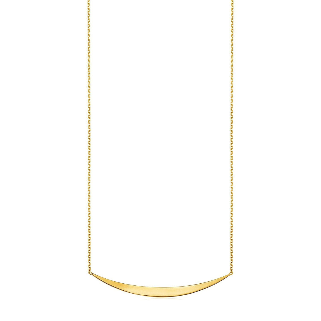 14k Yellow Gold Necklace with Polished Curved Bar Pendant by Bids.com