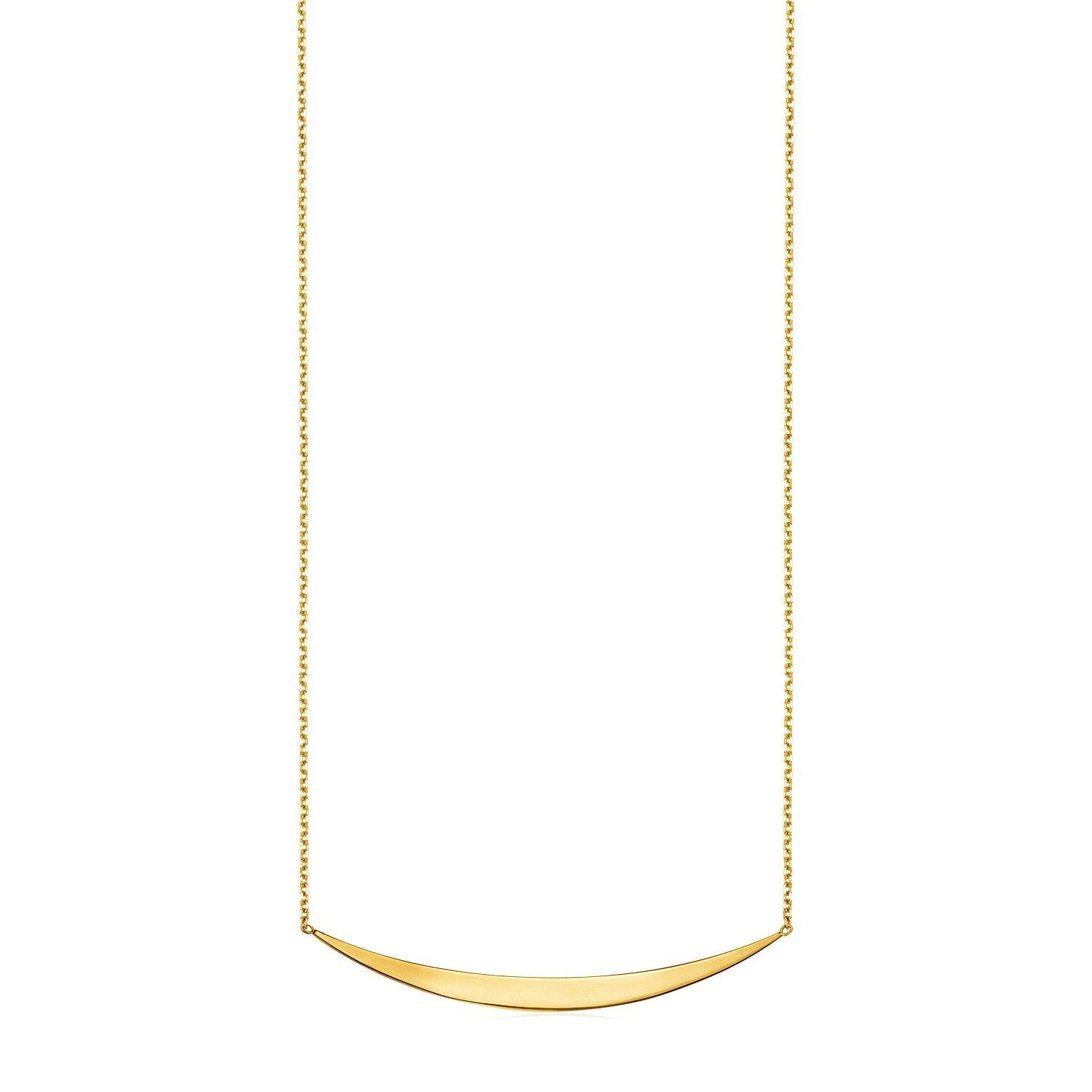 14k Yellow Gold Necklace with Polished Curved Bar Pendant by Bids.com