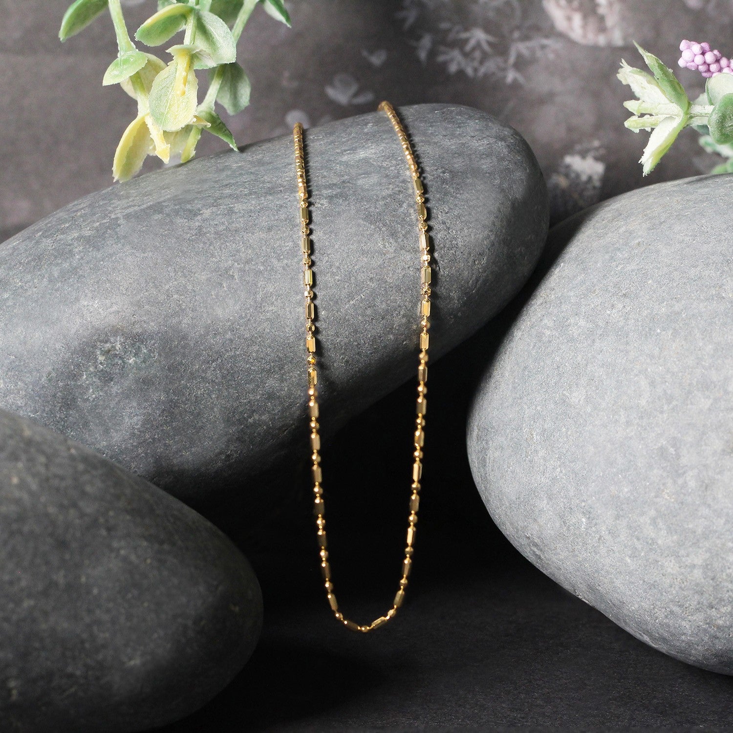 14k Yellow Gold Diamond-Cut Alternating Bead Chain 1.2mm by Bids.com