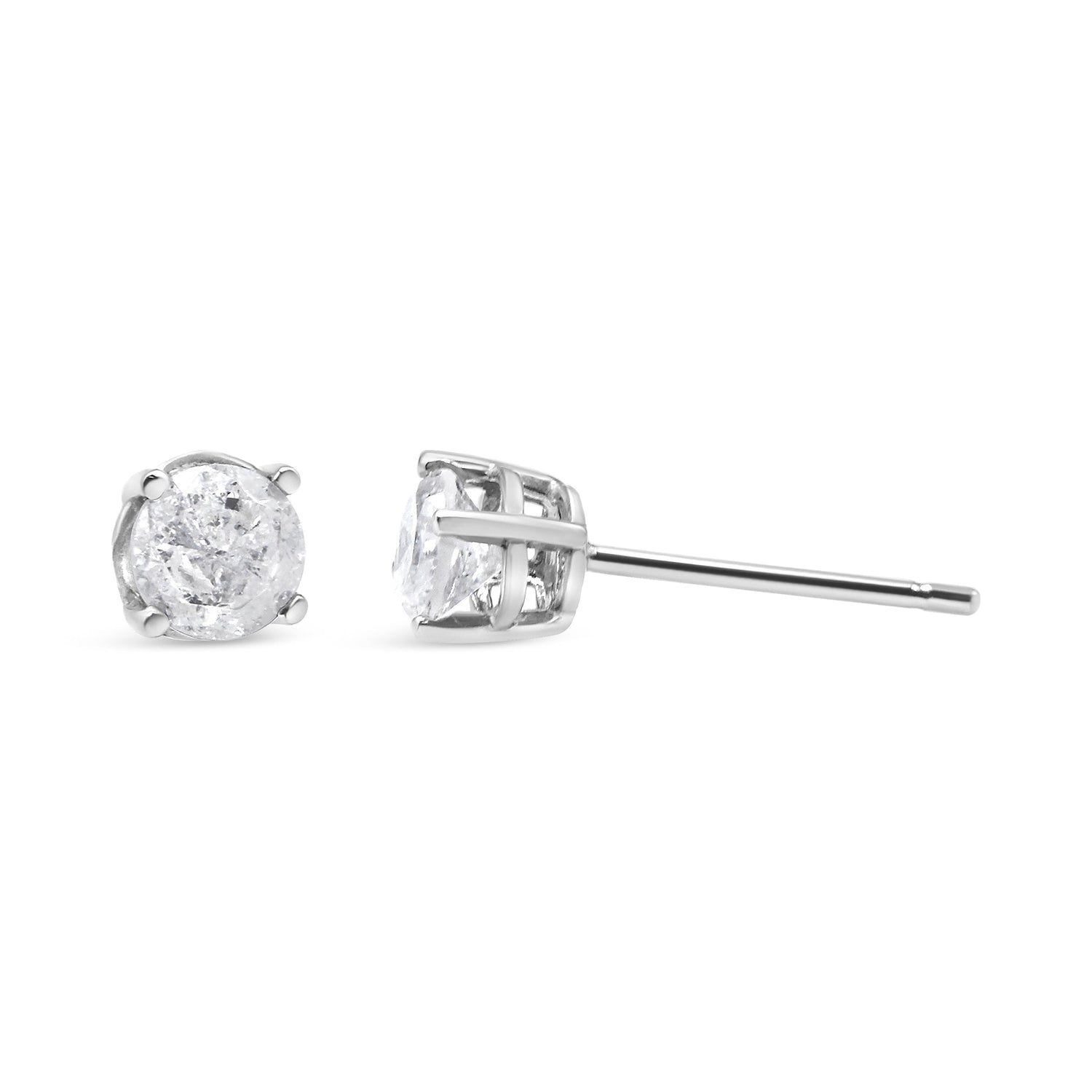 14K White Gold 3/4 Cttw Lab Grown Diamond 4-Prong Classic Stud Earrings (F-G Color, VS2-SI1 Clarity) by Bids.com