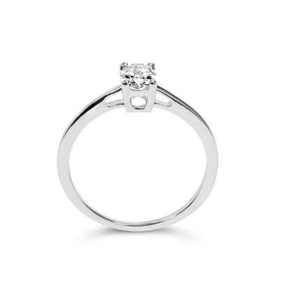 14K White Gold 1/2 Cttw Oval Lab Grown Diamond 4 Prong Solitaire Engagement Ring (F-G Color, VS2-SI1 Clarity) - Size 7 by Bids.com