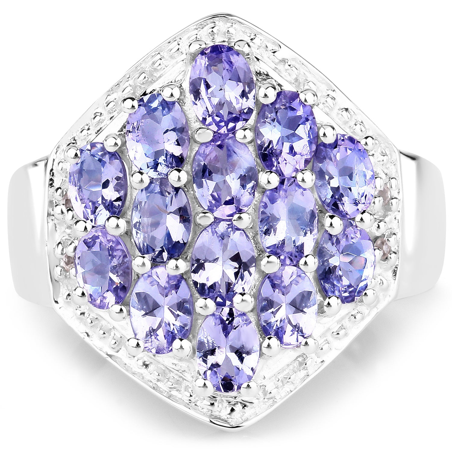 2.41 Carat Genuine Tanzanite and White Topaz .925 Sterling Silver Ring by Bids.com