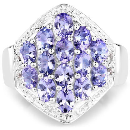 2.41 Carat Genuine Tanzanite and White Topaz .925 Sterling Silver Ring by Bids.com
