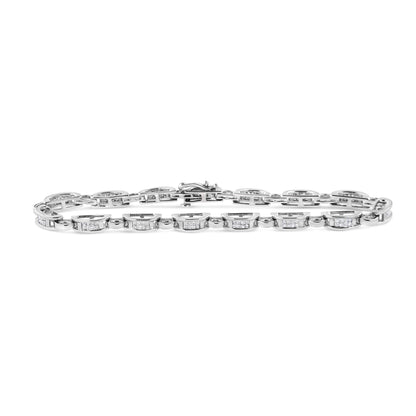 14K White Gold 1.00 Cttw Princess-Cut Diamond Link Bracelet (I-J Color, I1-I2 Clarity) - Size 7.25 by Bids.com