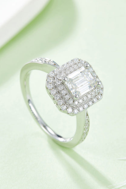 Adored 1 Carat Emerald-Cut Sparkala™ Platinum Over Pure Sterling Silver Side Stone Ring by Sparkala