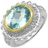 Two Tone Plated 5.01 Carat Genuine Blue Topaz & White Topaz .925 Sterling Silver Ring by Bids.com