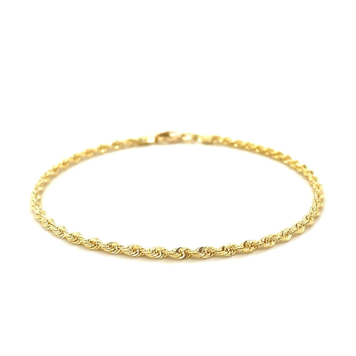 2.5mm 14k Yellow Gold Solid Diamond Cut Rope Bracelet by Bids.com