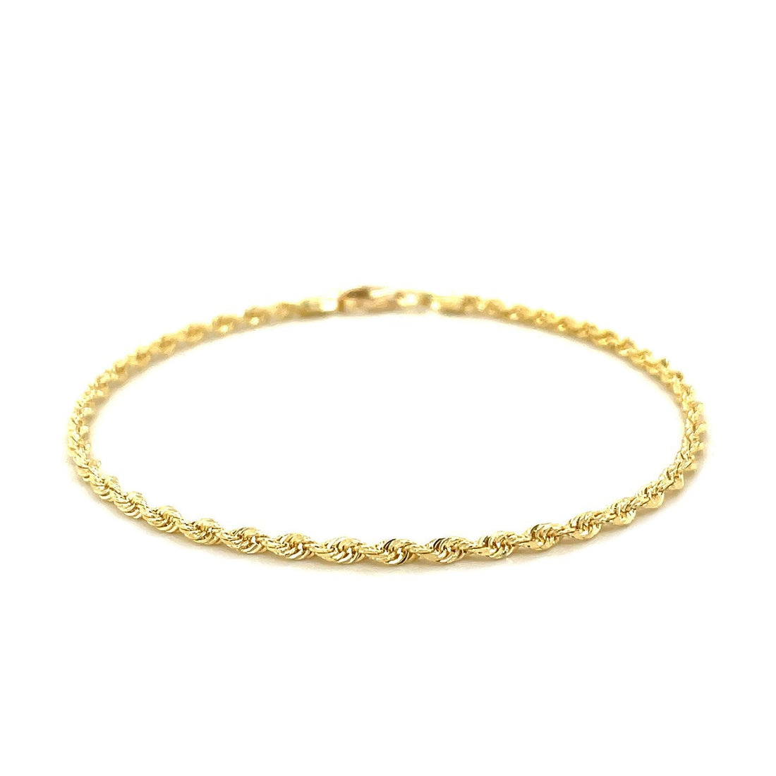 2.5mm 10k Yellow Gold Solid Diamond Cut Rope Bracelet by Bids.com