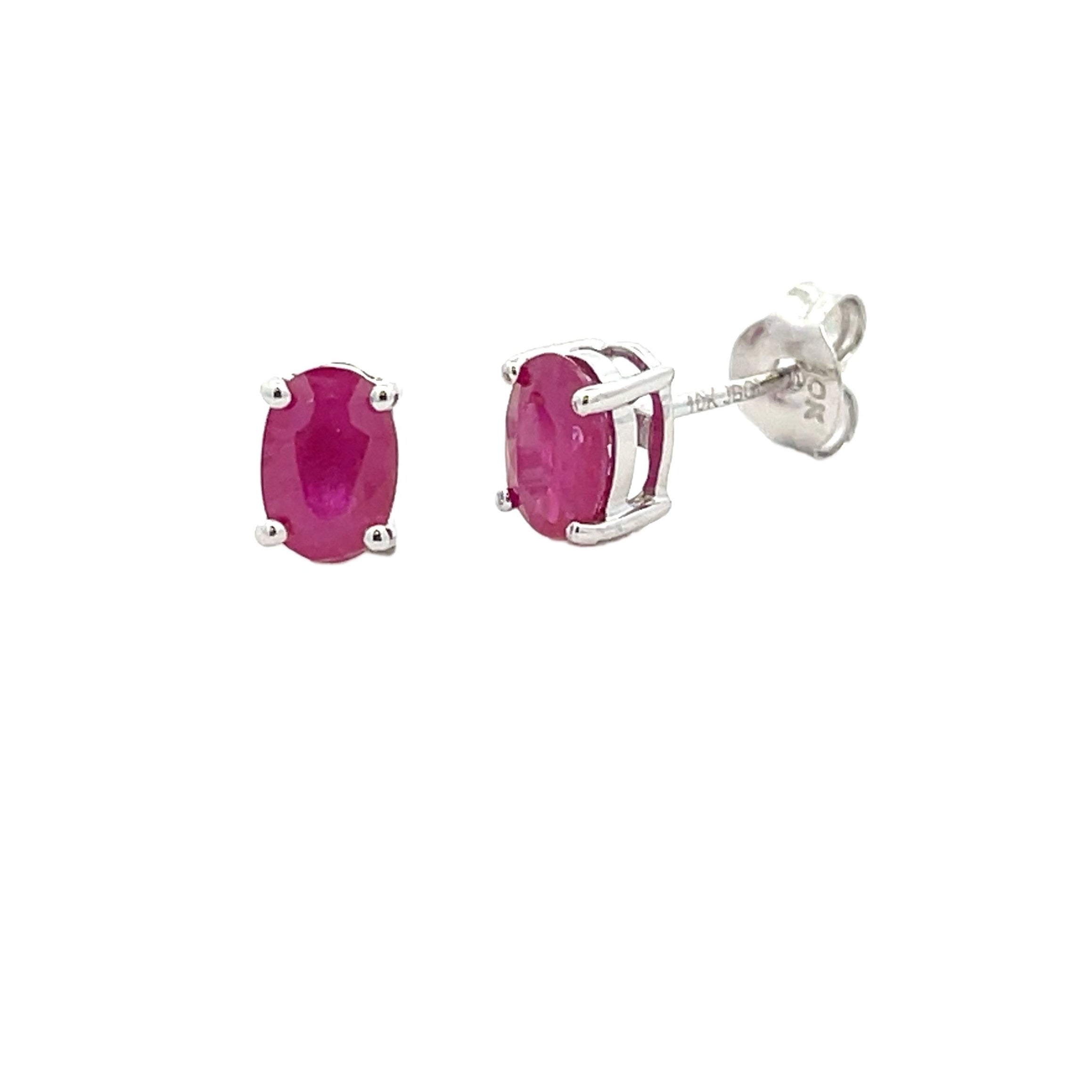 Natural 1.14ct Ruby Stud Earrings 10KT White Gold by Bids.com