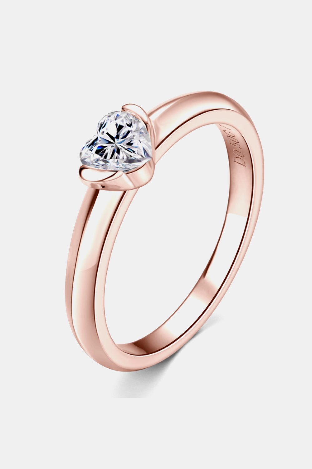 Sparkala™ 18k Rose Gold Over Pure Sterling Silver Heart Solitaire Ring by Sparkala