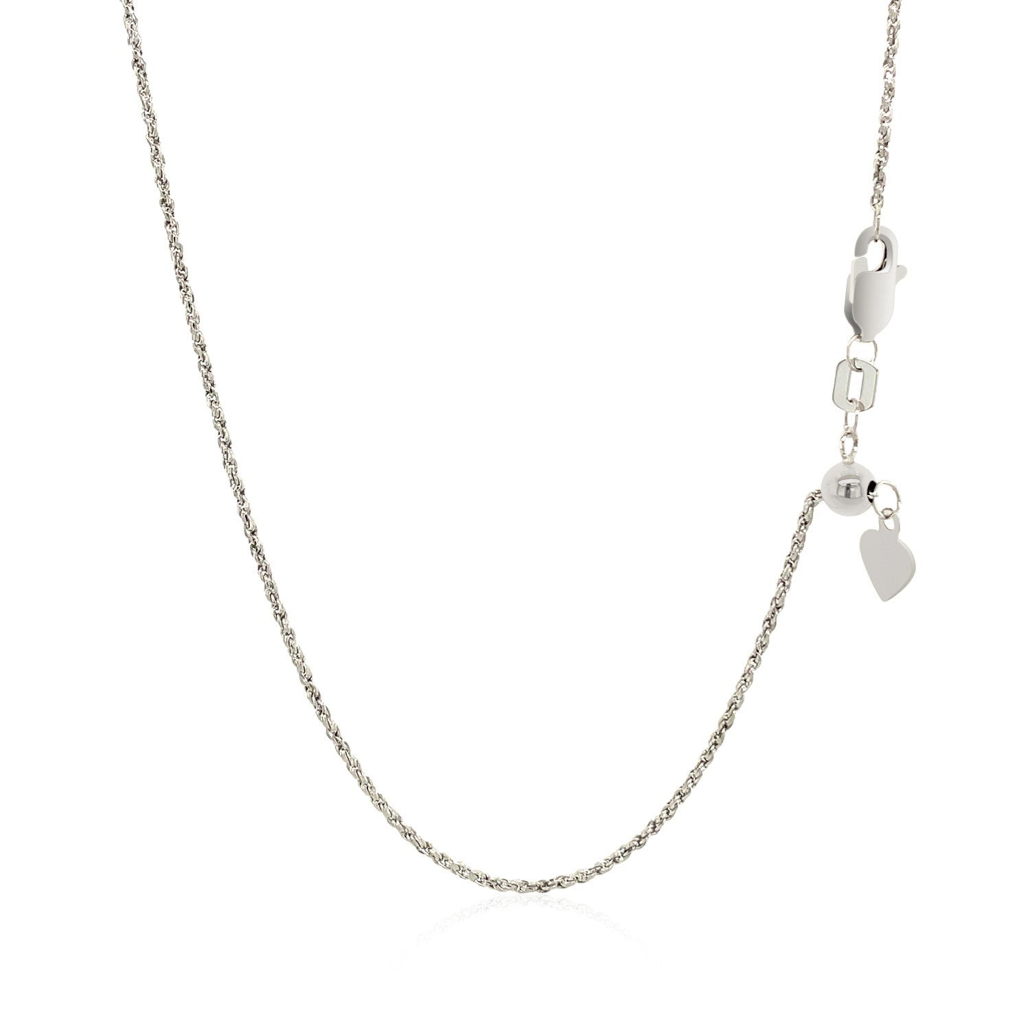 14k White Gold Adjustable Rope Chain 1.0mm by Bids.com
