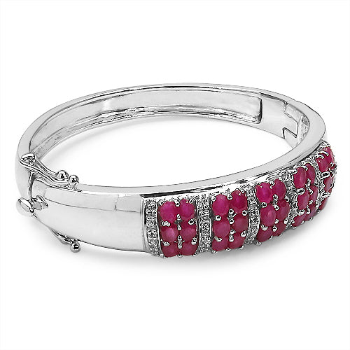 6.65 Carat Genuine Ruby and White Topaz .925 Sterling Silver Bracelet by Bids.com