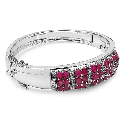 6.65 Carat Genuine Ruby and White Topaz .925 Sterling Silver Bracelet by Bids.com