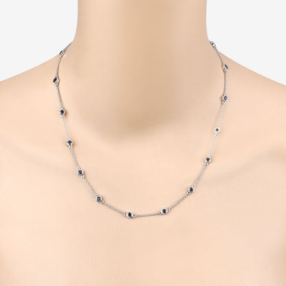 1.98 Carat Genuine Blue Sapphire .925 Sterling Silver Necklace  DestGlow