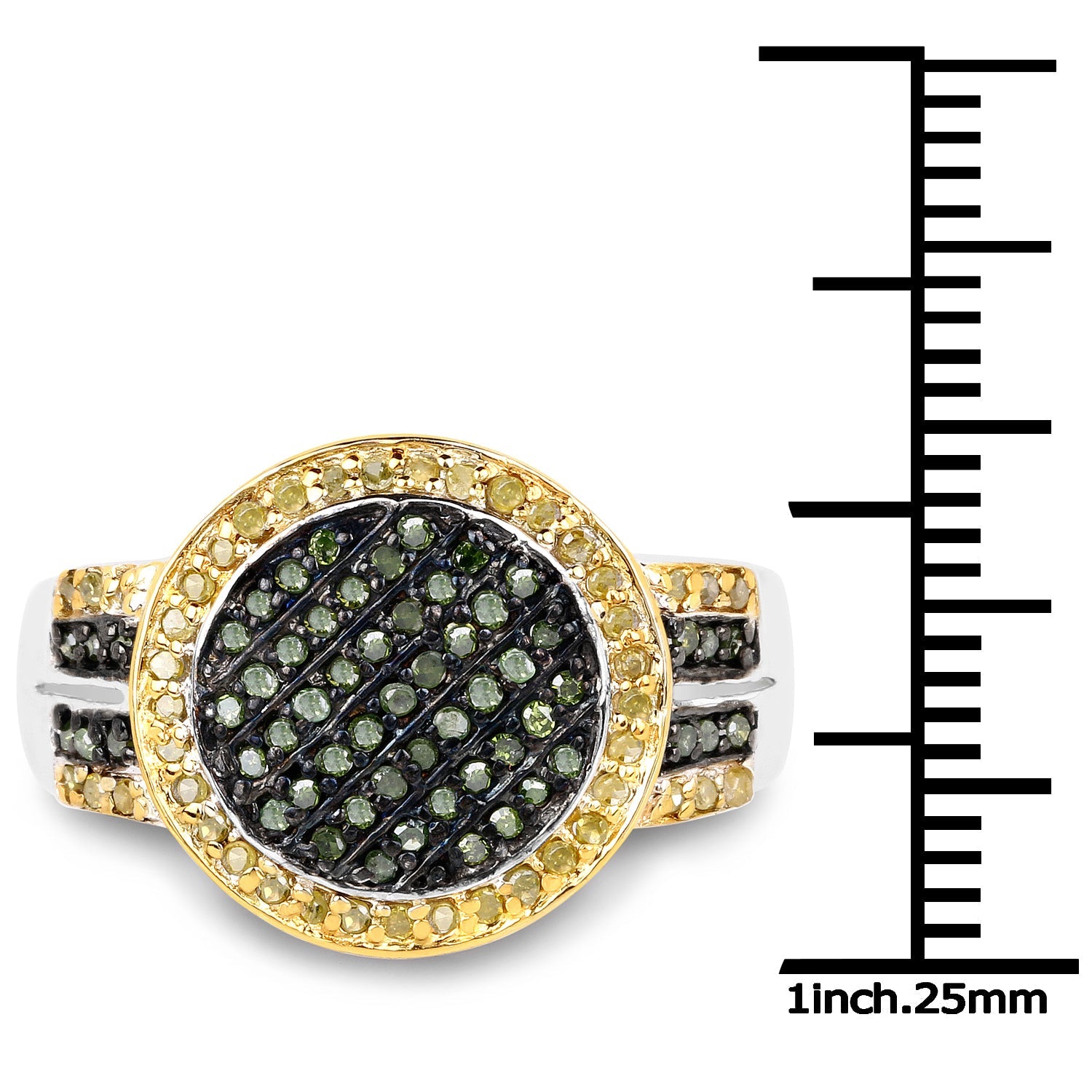0.44 Carat Genuine Green Diamond and Yellow Diamond .925 Sterling Silver Ring by Bids.com