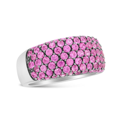 18K White Gold and Black Rhodium Multi Row Pink Sapphire Classic Band Ring - Ring Size 6.5 by Bids.com