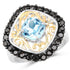 Two Tone Plated 2.85 Carat Genuine Swiss Blue Topaz and Black Spinel .925 Sterling Silver Ring by Bids.com