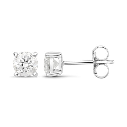 0.80 Carat Genuine White Diamond 14K White Gold Earrings by Bids.com