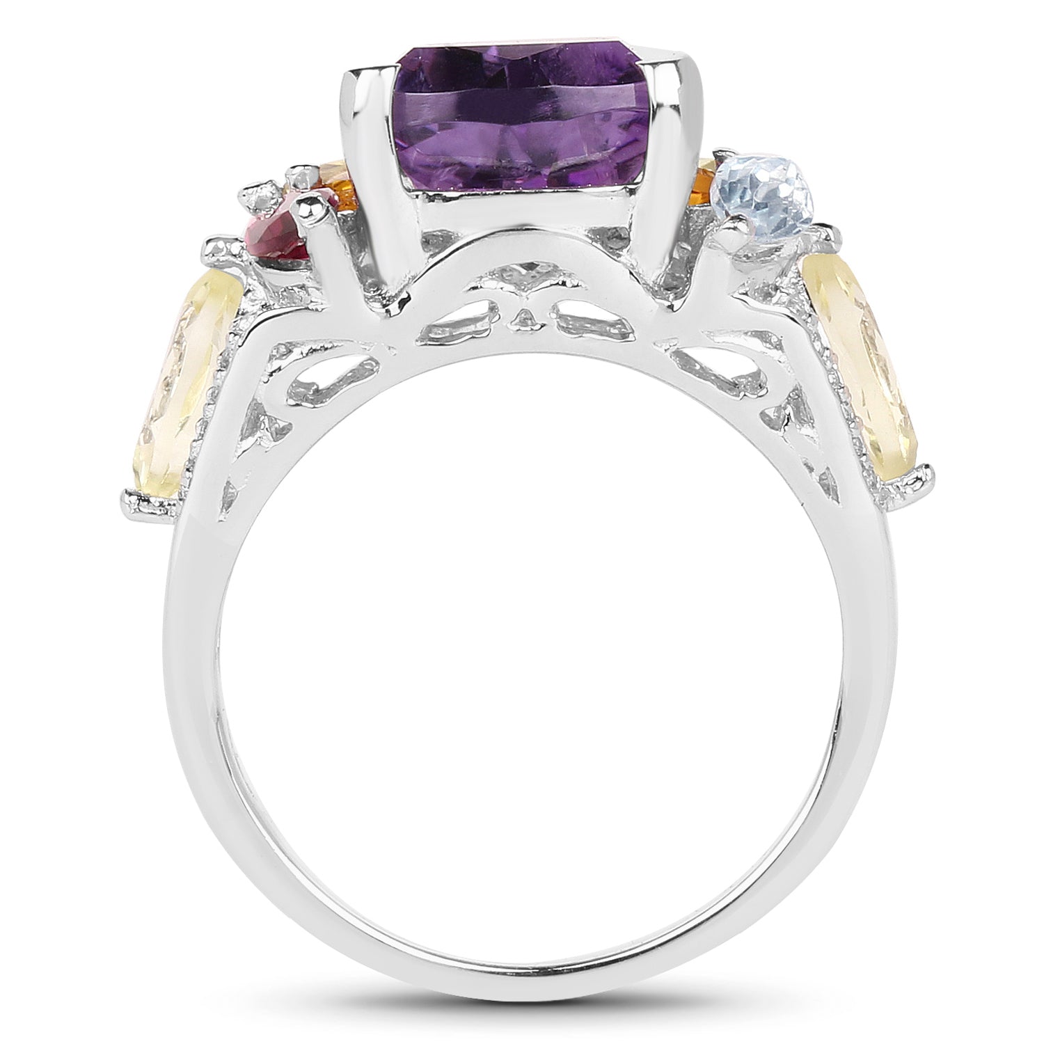 6.30 Carat Genuine Multi Stone .925 Sterling Silver Ring by Bids.com
