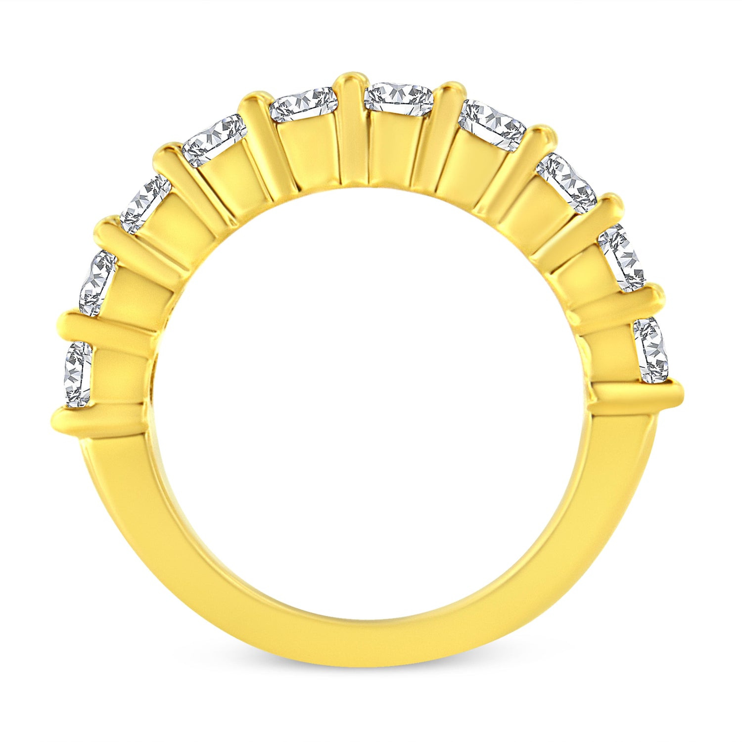 14K Yellow Gold Plated .925 Sterling Silver 2.0 Cttw Round Brilliant Cut Diamond 10 Stone Anniversary Band Ring (J-K Color, I1-I2 Clarity) - Size 7 by Bids.com