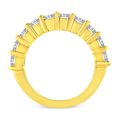 14K Yellow Gold Plated .925 Sterling Silver 2.0 Cttw Round Brilliant Cut Diamond 10 Stone Anniversary Band Ring (J-K Color, I1-I2 Clarity) - Size 7 by Bids.com