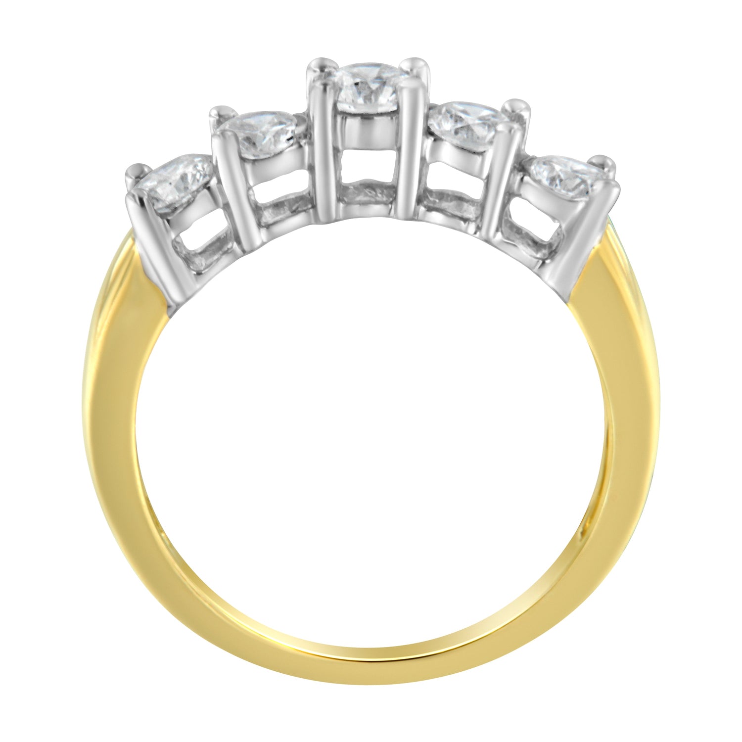 14KT Two Toned Gold 5 Stone Diamond Ring (1 cttw, H-I Color, SI1-SI2 Clarity) by Bids.com