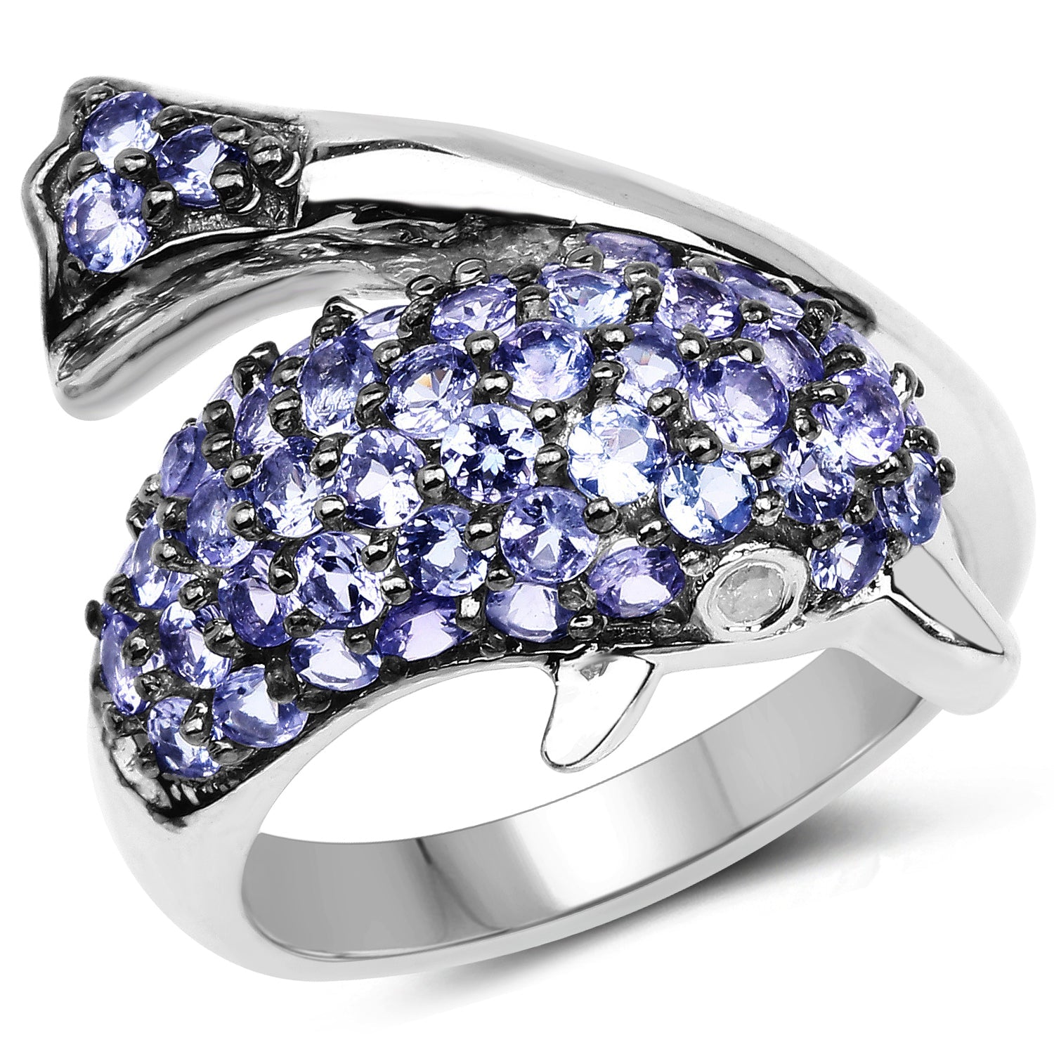 1.45 Carat Genuine Tanzanite and White Diamond .925 Sterling Silver Ring by Bids.com