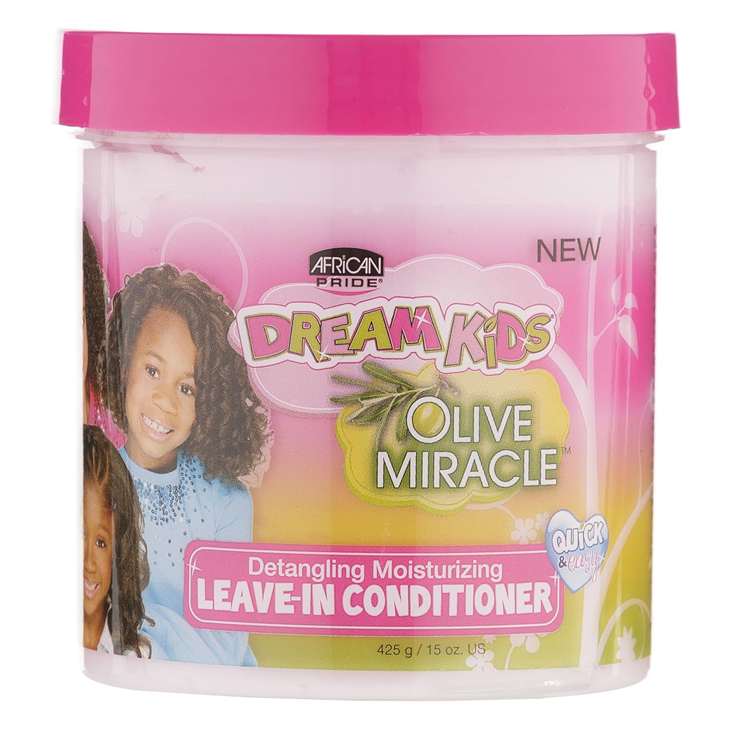 African Pride Dream Kids Olive Miracle Detangling Moisturizing Leave-In Conditioner - Contains Olive Oil, Moisturizes &amp; Nourishes Coils &amp; Hair Curls, 15 Oz