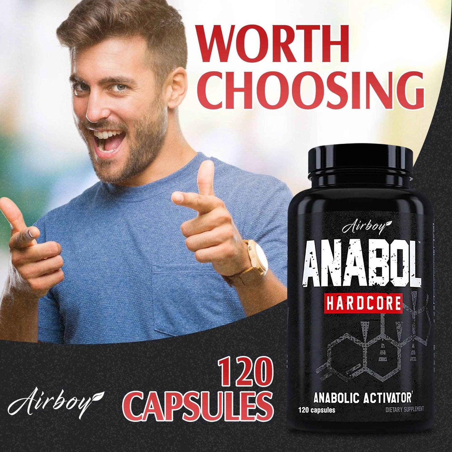 Anabol Hardcore Muscle Supplement - 120 Capsules Muscle Mass Power
