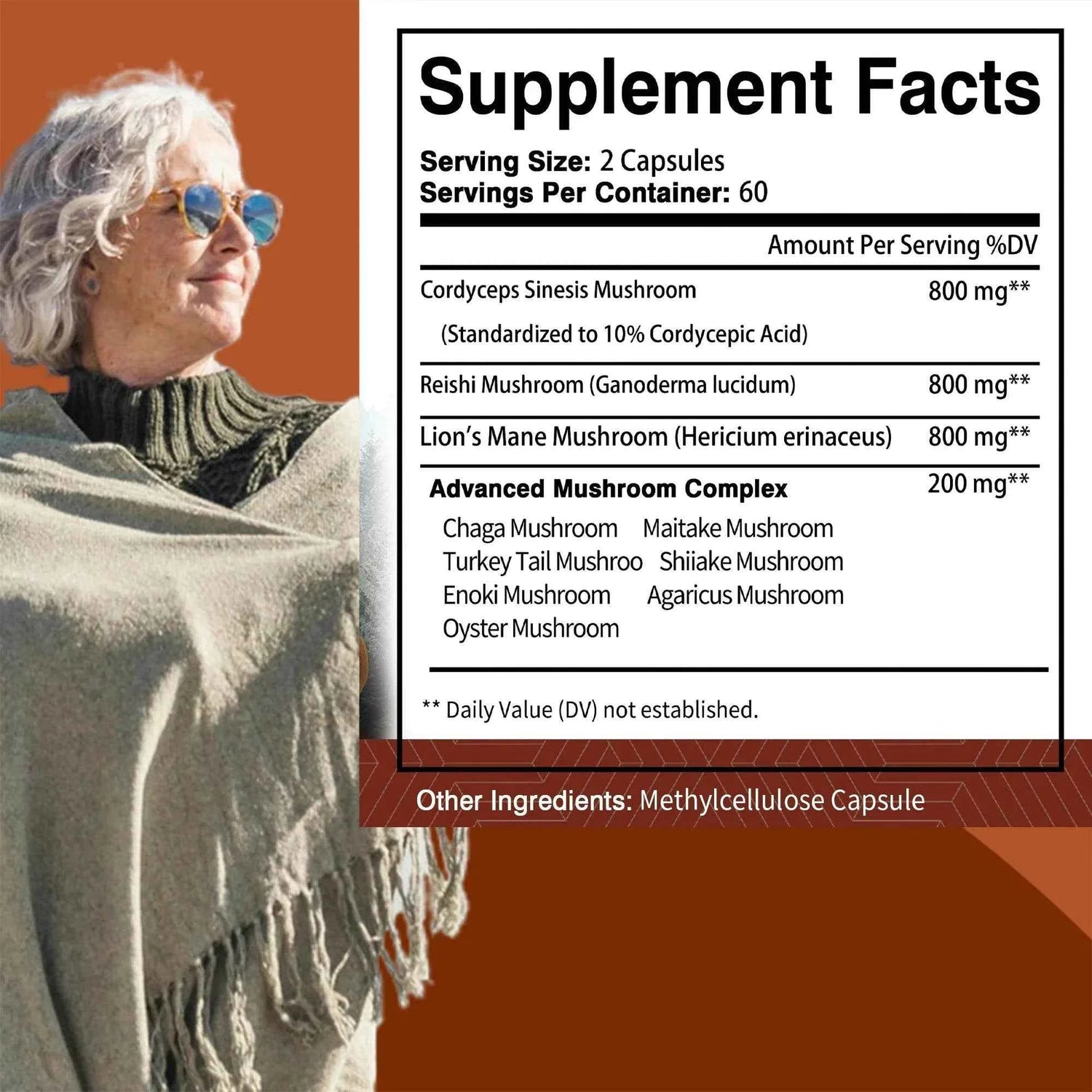 Mushroom with Lions Mane Natural Energy Supplement Capsules