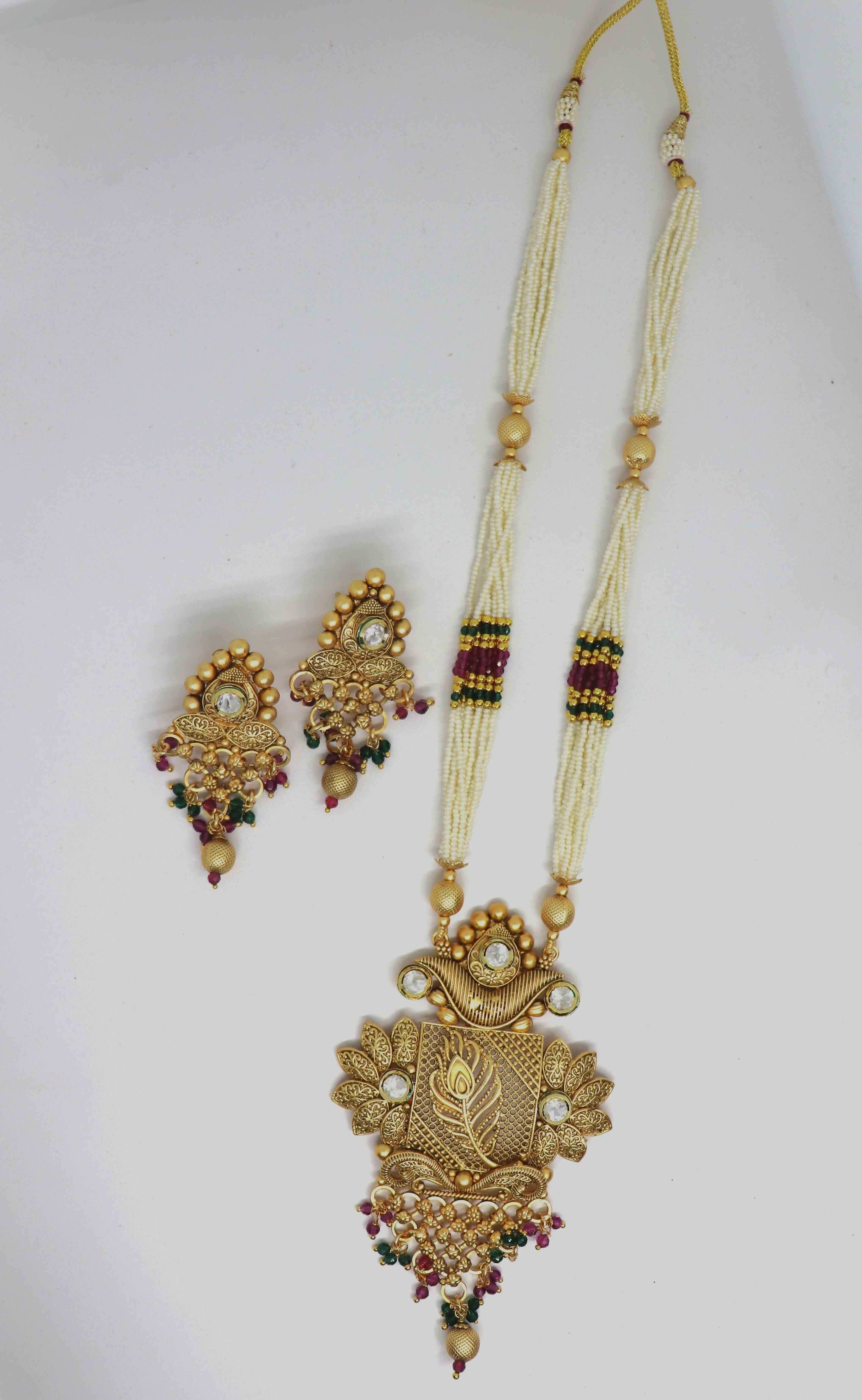 Joban Fashion White Pure Brass With Rajwadi Polish Necklace Set