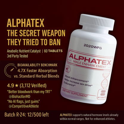 ALPHATEX: Hardcore Testosterone Support | Muscle Growth Drive Tablets for Men (60 Count)