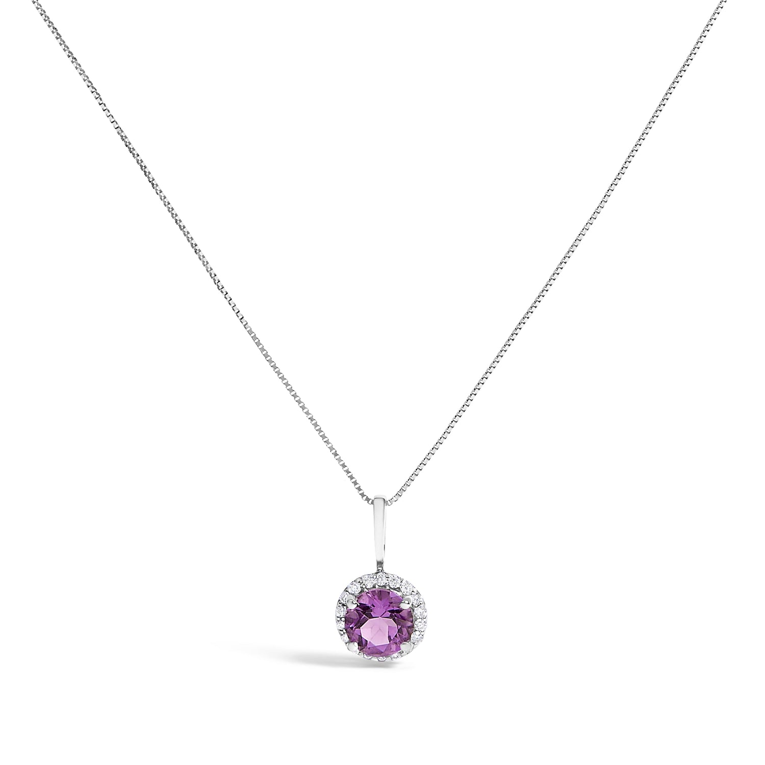 10K White Gold Purple Amethyst and 3/8 Cttw Diamond Halo Jewelry Set (Earrings, Pendant &amp; Ring)