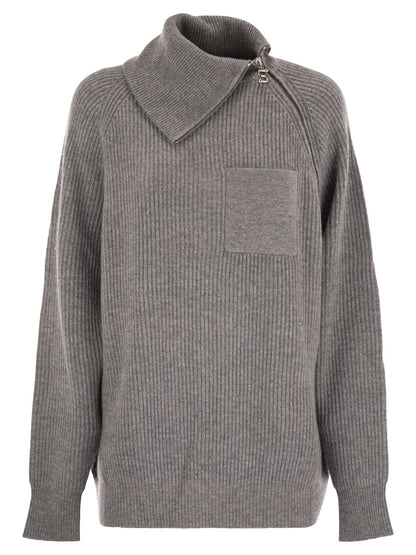 Sportmax Women Salpa - Cashmere-Blend Sweater With Zip by Luosophy