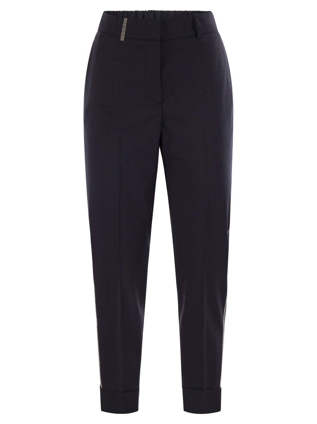 Peserico Women Virgin Wool Blend Trousers With Jewellery by Luosophy