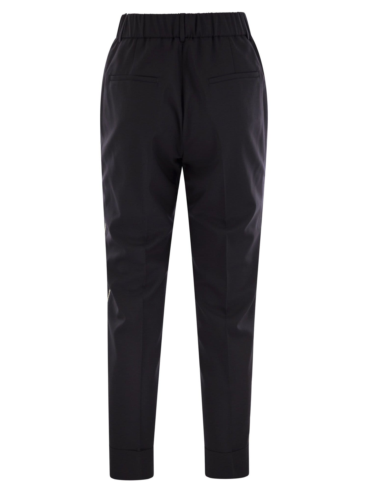 Peserico Women Virgin Wool Blend Trousers With Jewellery by Luosophy