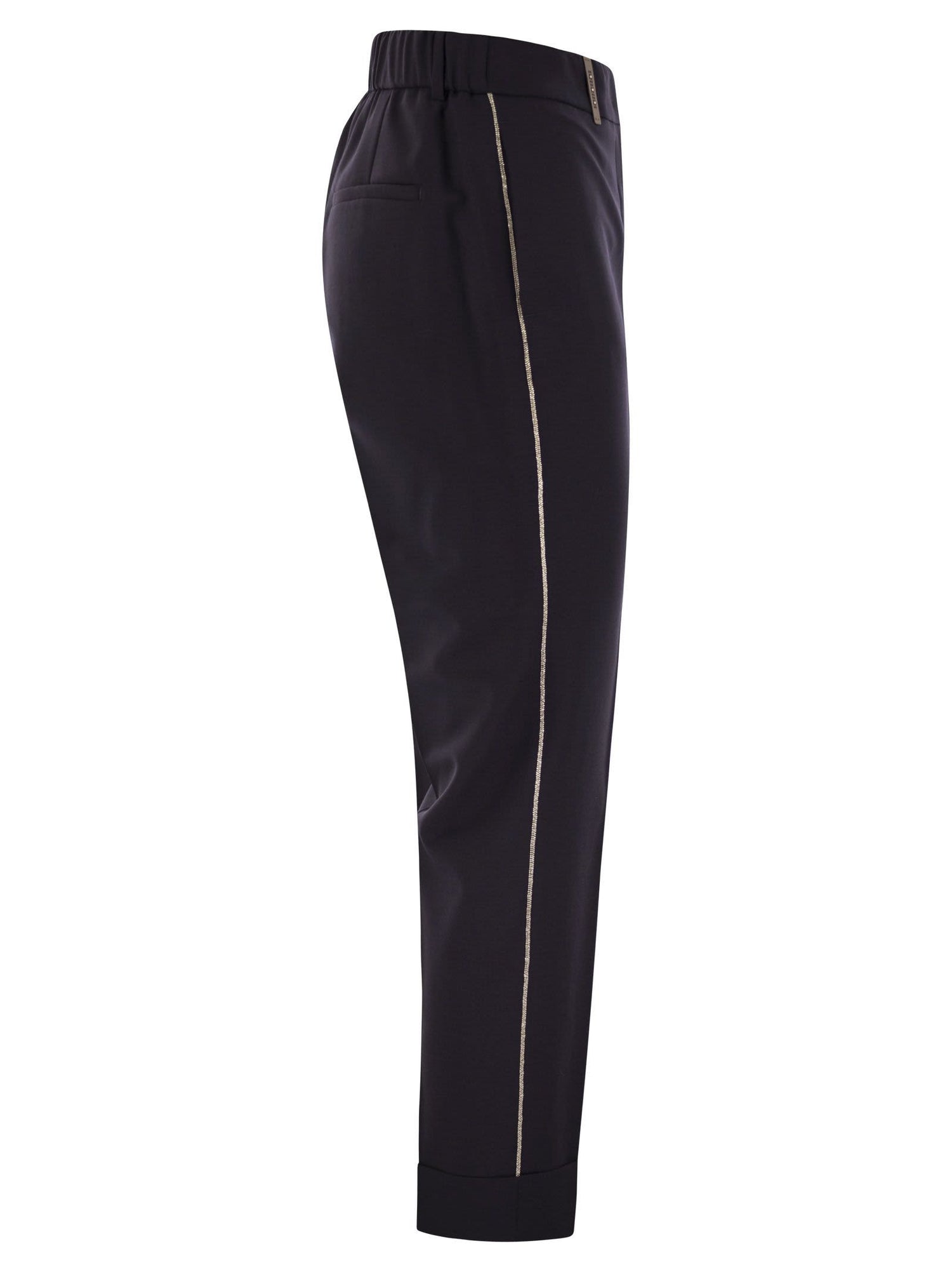 Peserico Women Virgin Wool Blend Trousers With Jewellery by Luosophy