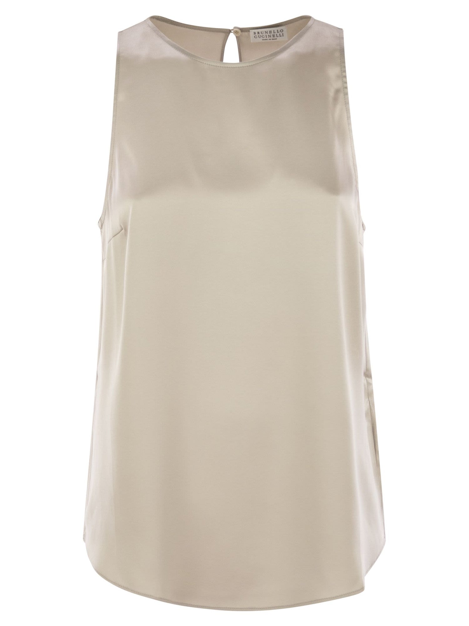 Brunello Cucinelli Women Stretch Silk Satin Top With Jewellery by Luosophy