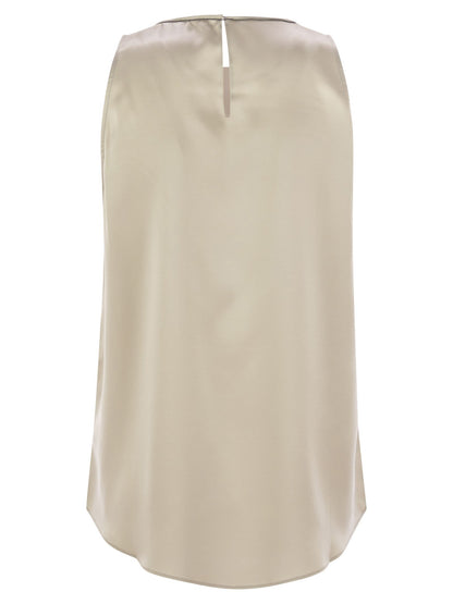 Brunello Cucinelli Women Stretch Silk Satin Top With Jewellery by Luosophy