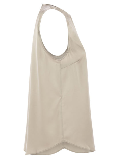 Brunello Cucinelli Women Stretch Silk Satin Top With Jewellery by Luosophy