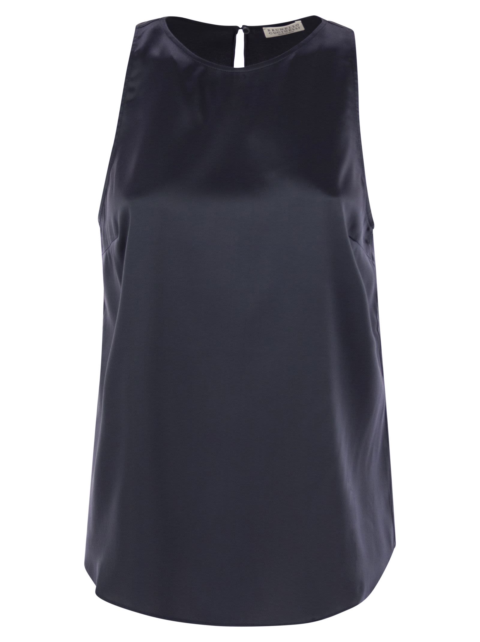 Brunello Cucinelli Women Stretch Silk Satin Top With Jewellery by Luosophy